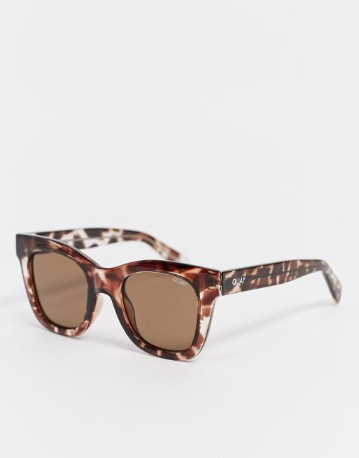 Gafas de sol con montura cuadrada extragrande de carey After Hours de Quay Australia