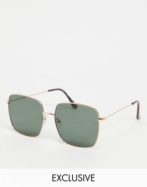 Gafas de con montura dorada extragrande y lentes verdes de South Beach | ASOS