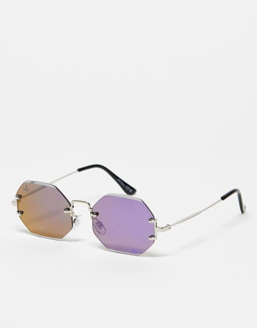 Gafas de sol con montura hexagonal de metal y lentes moradas reflectantes para festivales exclusivas de Jeepers Peepers x ASOS