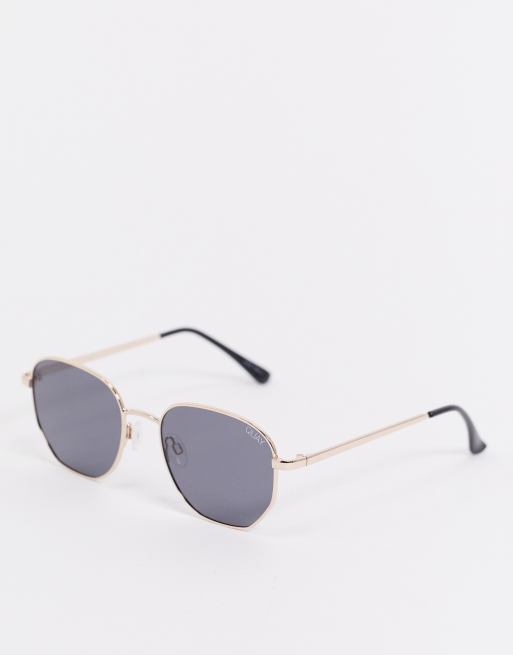 Gafas de sol con montura hexagonal en dorado Big Time de Quay Australia