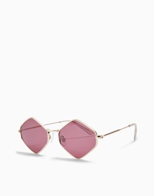 Gafas Transparentes Hombre Gafas De Sol Con Forma De Diamante Para Hombres/ Mujeres, Marco Cuadrilátero De Metal, Gafas De Sol Con Protección UV, Negro Gafas Elegantes Sin Montura