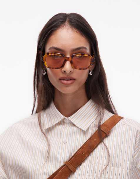 Gafas de sol con montura rectangular efecto carey y lentes marrones The Freja de Jimmy Fairly - view 1