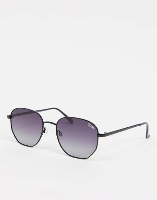 Gafas de sol con montura redonda en negro Big Time de Quay Australia