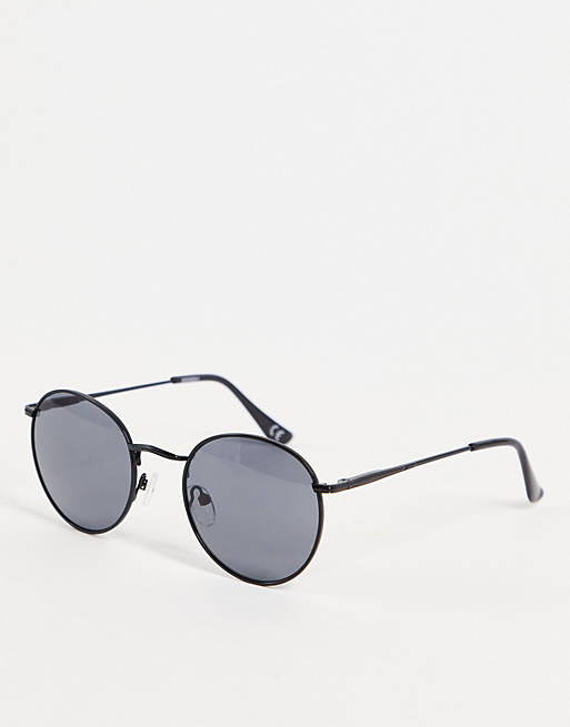 Gafas de sol con montura redonda en negro mate con lentes negras de ASOS DESIGN