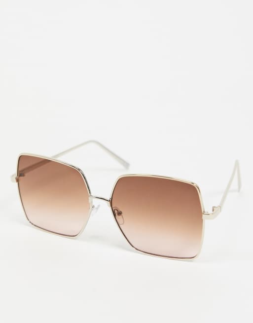 Gafas de sol cuadradas con diseño extragrande estilo años 70 con montura de  metal en marrón de ASOS DESIGN