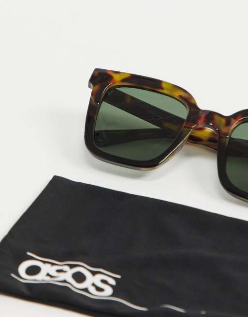 Gafas de sol cuadradas con montura ASOS DESIGN con bloqueo de torta - MARRON, 4 de 4