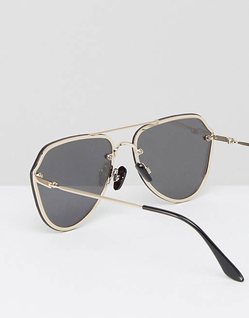 estrategia Bolos Muy lejos Gafas de sol de aviador con lentes superpuestas de espejo dorado de ASOS |  ASOS