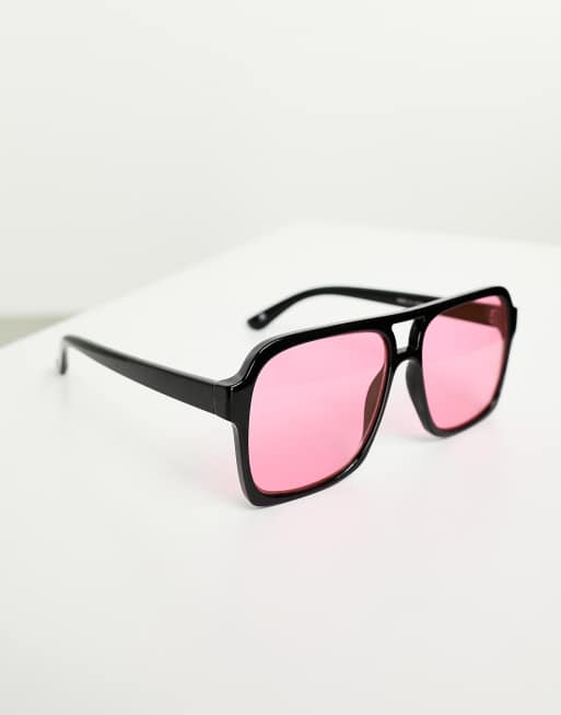 Gafas de sol de aviador negras y rosas estilo años 70 de ASOS DESIGN, 3 de 4