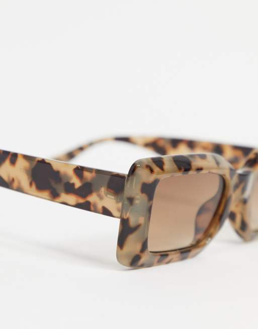 Gafas de sol de carey claro con montura cuadrada mediana biselada de material reciclado de ASOS DESIGN, 3 de 4