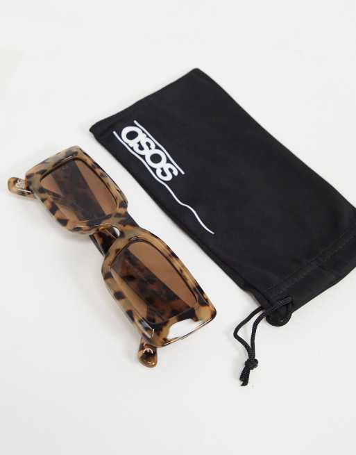 Gafas de sol de carey claro con montura cuadrada mediana biselada de material reciclado de ASOS DESIGN, 4 de 4