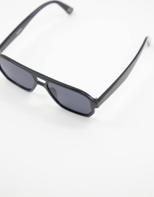 de sol de efecto negras de estilo aviador con lentes ahumadas Navigator de ASOS DESIGN ASOS
