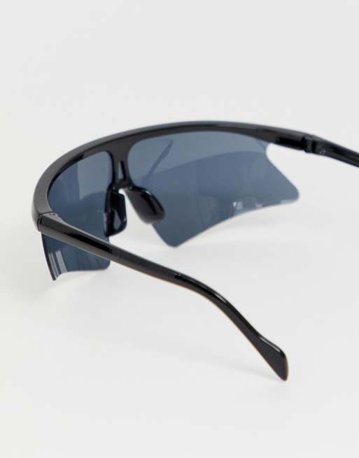 Gafas de sol de estilo aviador con media montura en negro de ASOS DESIGN, 4 de 4