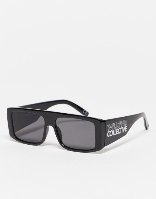 Gafas de sol de estilo visor con patillas anchas de ASOS Weekend Collective 