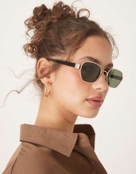 Gafas de sol de metal con montura rectangular en ángulo y lentes G15 de ASOS DESIGN - view 1