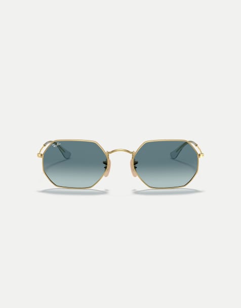 Gafas de sol doradas clásicas octogonales irregulares con lentes azules Octagonal de Ray-Ban - view 1