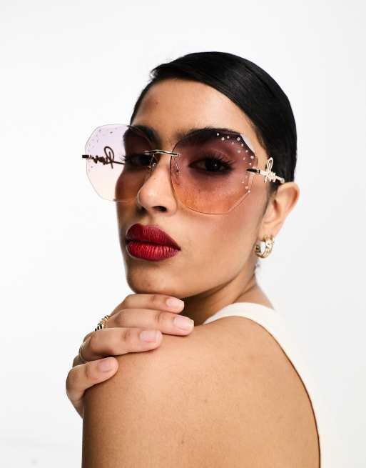 Gafas de sol doradas con detalle de gemas cuadradas de River Island, 4 de 4