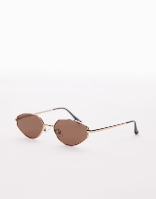 Gafas de sol doradas con montura angular de metal Lanzarote de Topshop