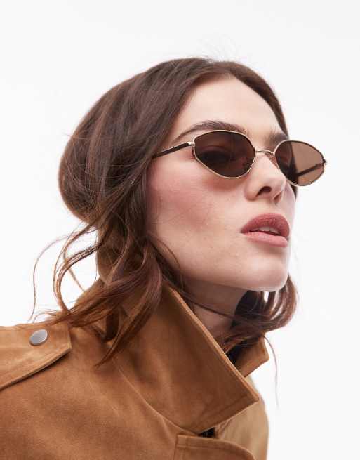 Gafas de sol doradas con montura angular de metal Lanzarote de Topshop