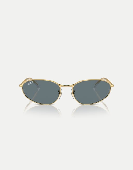 Gafas de sol doradas con montura irregular y lentes azules polarizadas RB3734 de Ray-Ban