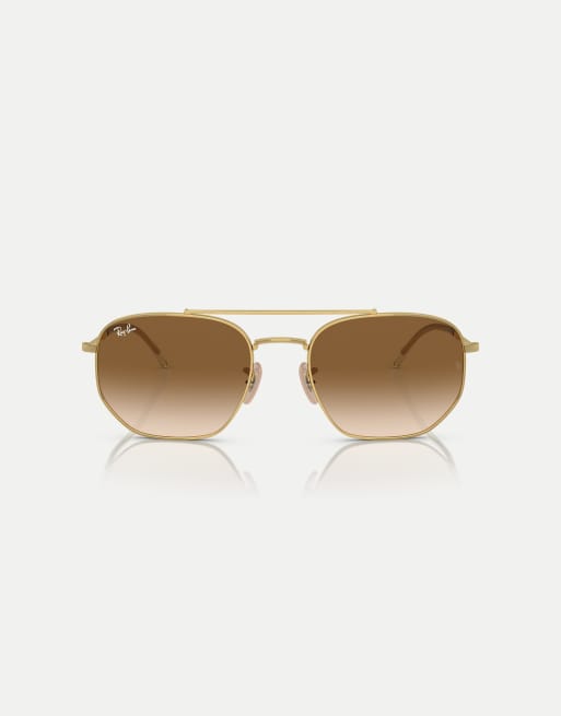 Gafas de sol doradas con montura irregular y lentes marrones RB3707 de Ray-Ban
