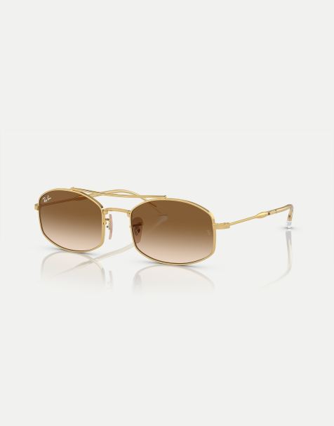 Gafas de sol doradas con montura ovalada y lentes marrones de Ray-Ban - view 1