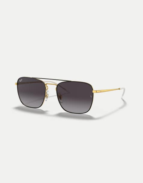 Gafas de sol doradas con montura rectangular y lentes grises RB3588 de Ray-Ban - view 1