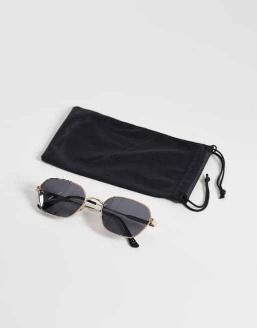 Gafas de sol doradas cuadradas de metal con lentes polarizadas de ASOS DESIGN, 3 de 3