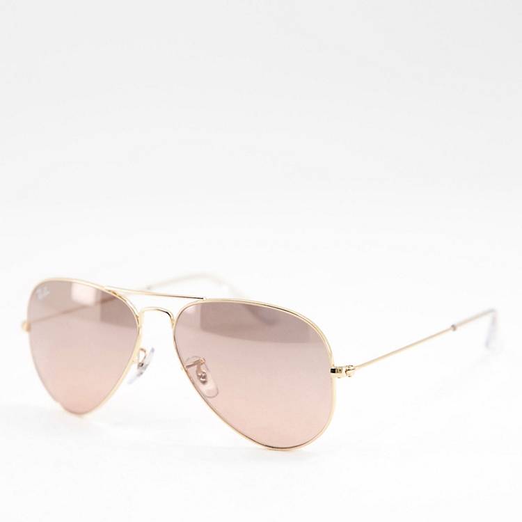 Gafas de sol doradas estilo aviador con lentes Ray-Ban | ASOS