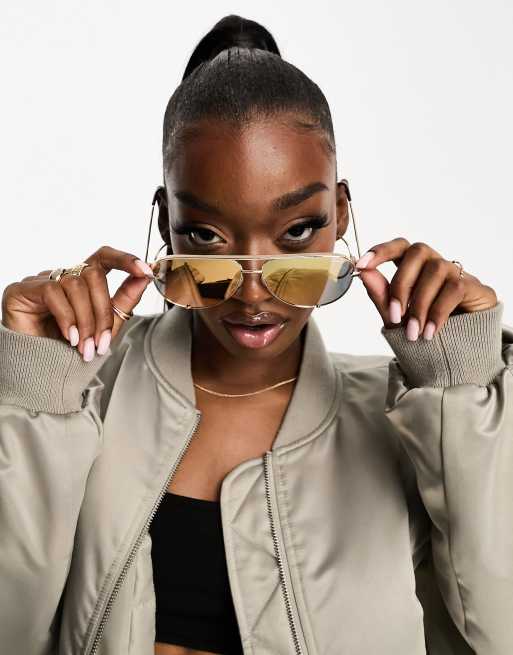 Gafas de sol doradas de estilo aviador con lentes polarizadas High Key de Quay, 4 de 4