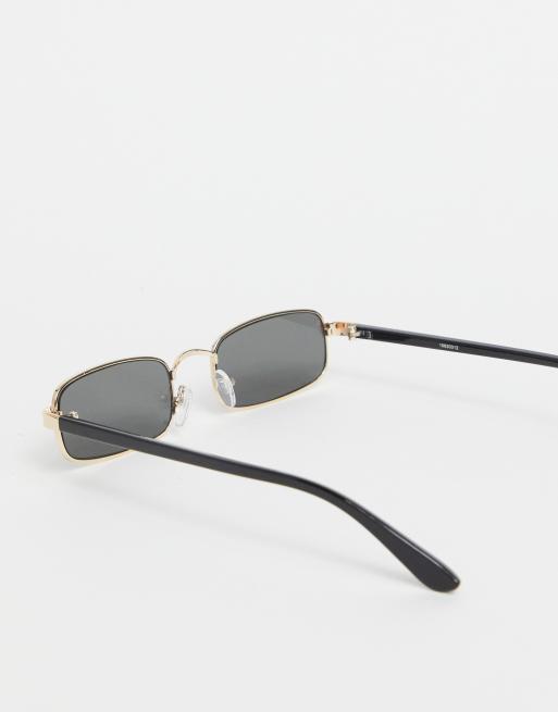 Gafas de sol doradas estilo años 90 con montura metálica rectangular y pequeña de ASOS DESIGN, 2 de 4