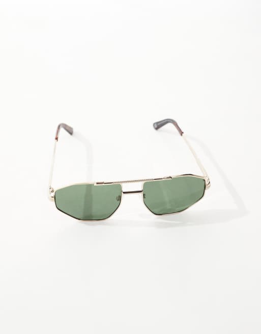 Gafas de sol doradas estilo aviador con lentes verdes Archive de ASOS DESIGN, 4 de 4