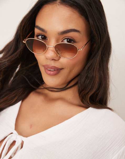 Gafas de sol doradas estilo ojos de gato de metal con lentes rosas de Jeepers Peepers - view 1