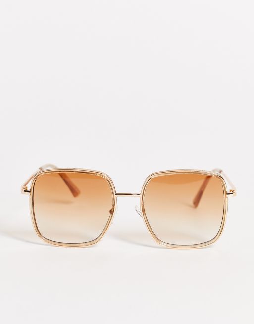 Gafas de sol doradas extragrandes con montura cuadrada para mujer de AJ  Morgan