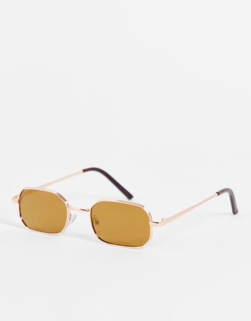Gafas de sol doradas rectangulares de estilo años 70 de AJ Morgan