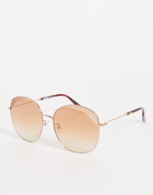 Gafas de sol doradas redondas extragrandes de Missoni