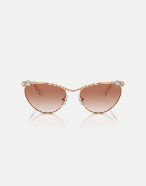 Gafas de sol dorado rosa estilo ojos de gato con lentes rosas de Swarovski - view 1
