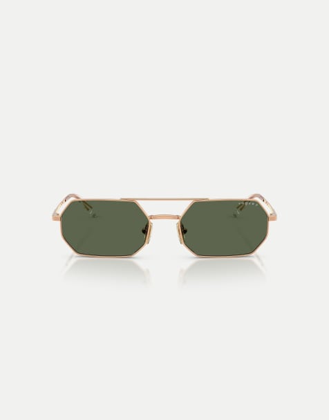 Gafas de sol dorado rosa irregulares con lentes verdes polarizadas de Vogue - view 1