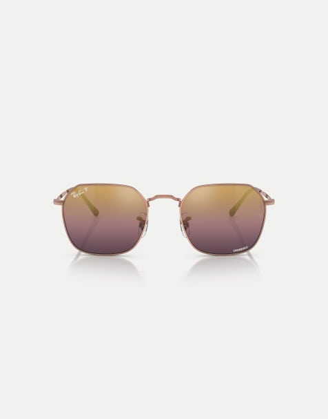 Gafas de sol dorado rosado con lentes rojas polarizadas efecto espejo Jim de Ray-Ban - view 1