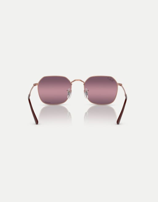Gafas de sol dorado rosado con lentes rojas polarizadas efecto espejo Jim de Ray-Ban, 2 de 3