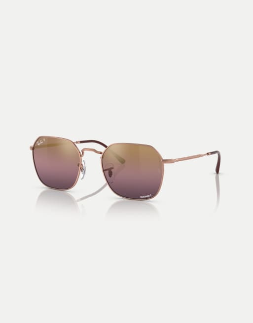 Gafas de sol dorado rosado con lentes rojas polarizadas efecto espejo Jim de Ray-Ban, 3 de 3