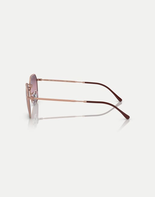 Gafas de sol dorado rosado con lentes rojas polarizadas efecto espejo Jim de Ray-Ban, 4 de 4