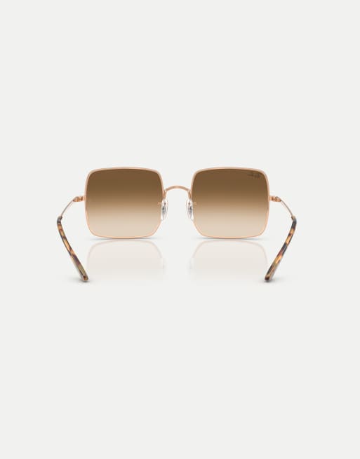 Gafas de sol dorado rosado cuadradas clásicas con lentes marrones Square 1971 de Ray-Ban, 3 de 3