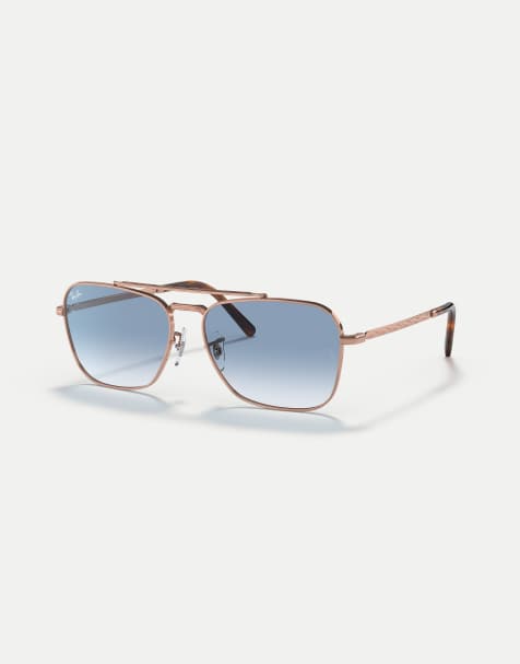 Gafas de sol dorado rosado cuadradas con lentes azules New Caravan de Ray-Ban - view 1