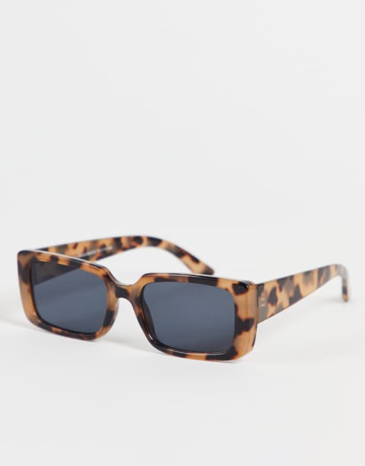Gafas de sol efecto carey claro con montura rectangular de New Look