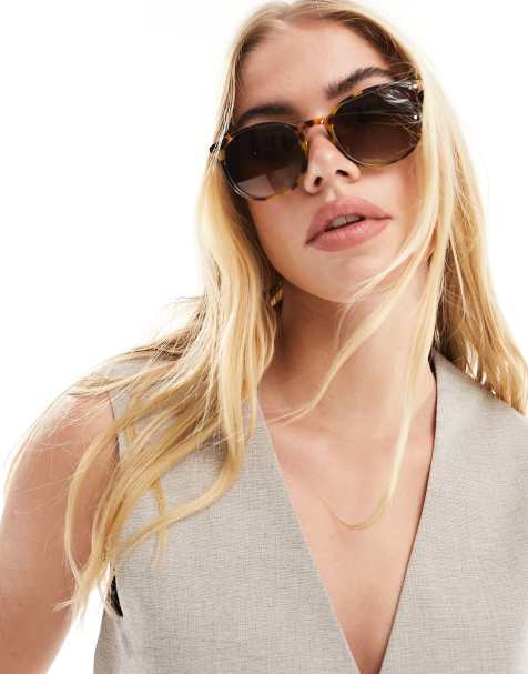 Gafas de sol efecto carey con lentes marrones y montura fina redondeada de ASOS DESIGN - view 1