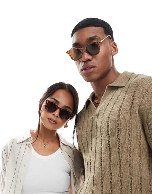Gafas de sol efecto carey con montura redondeada y lentes marrones In Line de AJ Morgan , 2 de 3