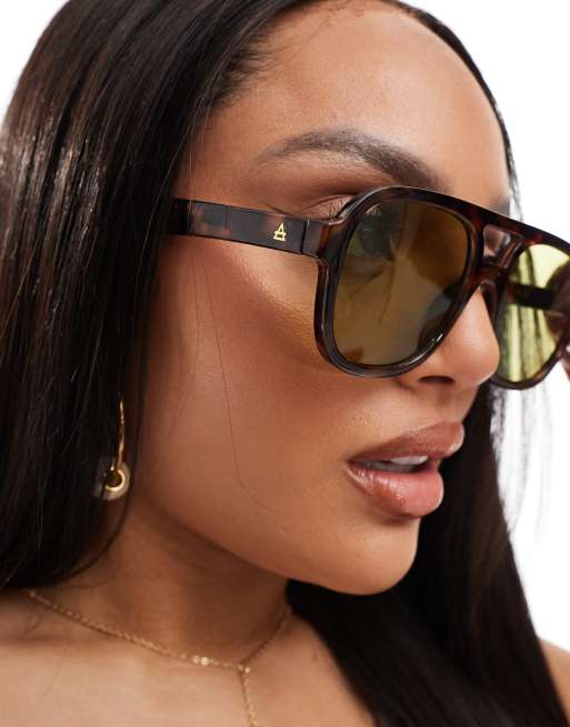 Gafas de sol efecto carey oscuro de estilo aviador con lentes verdes Whirlpool de AIRE 