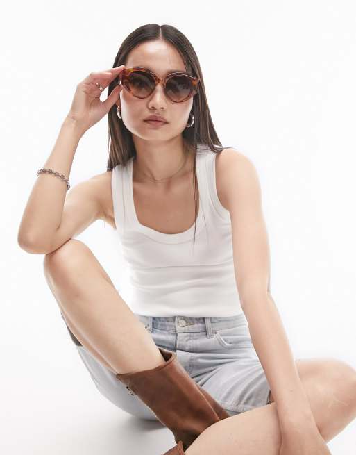 Gafas de sol efecto carey redondas extragrandes de Topshop, 2 de 4