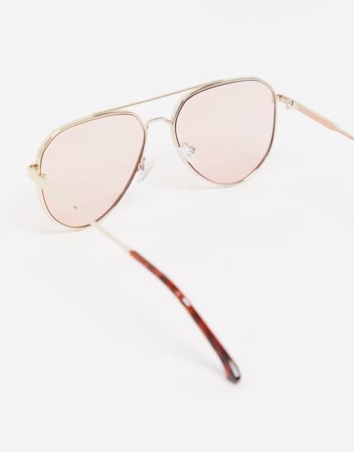 Gafas de sol en dorado con lentes rosas de ASOS DESIGN, 2 de 4