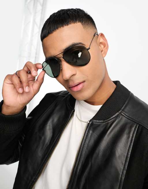 Gafas de sol estilo aviador negras extragrandes de Jack Jones ASOS